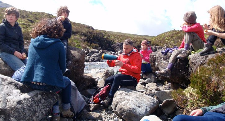 walking group with explore in cornwall taking a break 